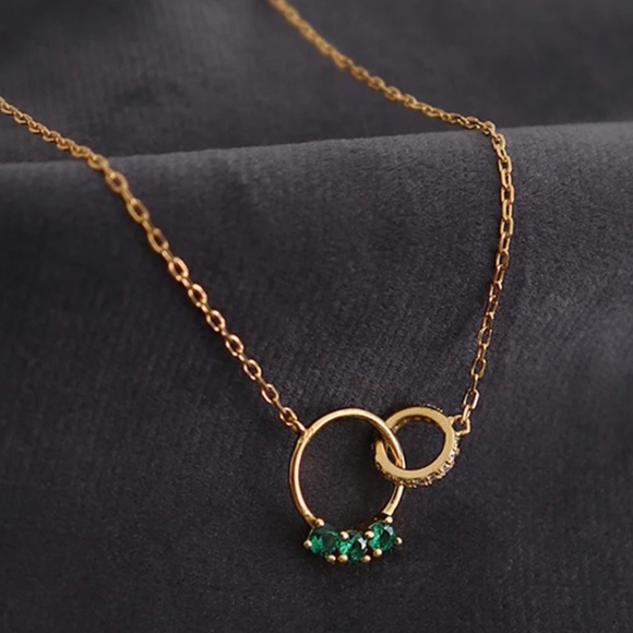 ⚡️Insta green zircon double circle necklace - Picture 2 of 5